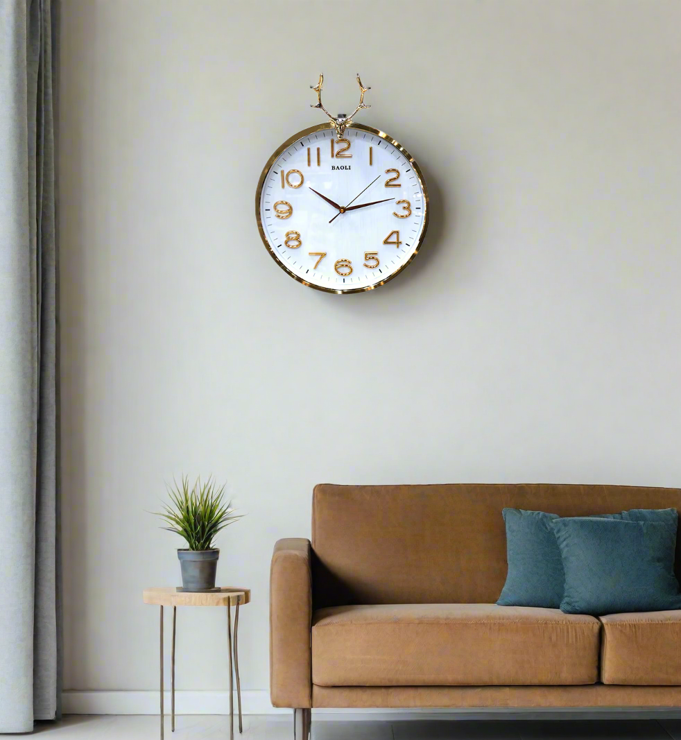 wall clock deer white 18"x14" china d314