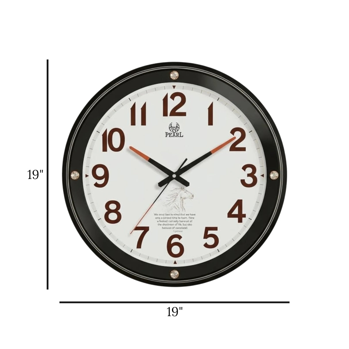 wall clock black & white 19"x19" china