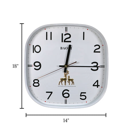 wall clock white square china 11.8"x11.8"
