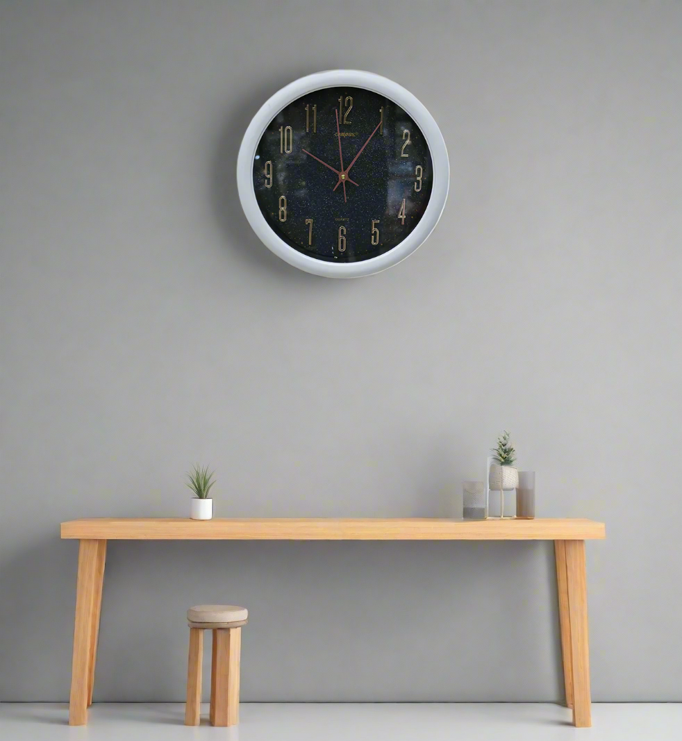 wall clock white 15'' china 86921-b