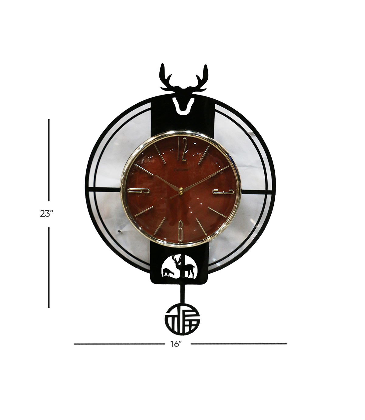 black acrylic wall clock with pendulum 23''x16'' china d477