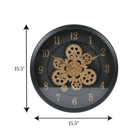 wall clock moving gear black 15''x15" china