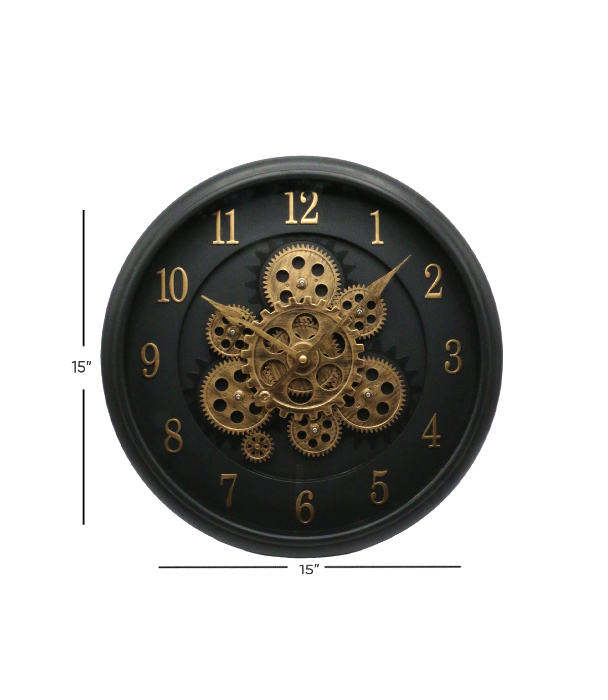 wall clock moving gear black 15'' china 8313a