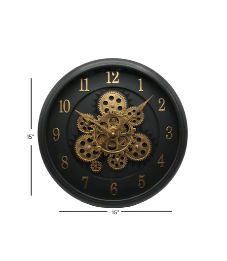wall clock moving gear black 15'' china 8313a