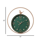 fancy wall clock green & golden sparrow pendulam 16"x16" china