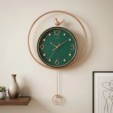 fancy wall clock green & golden sparrow pendulam 16"x16" china