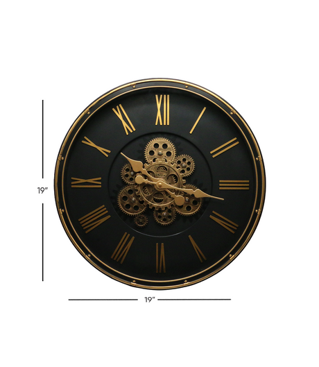 wall clock black moving gear 19'' china 8316a