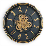wall clock black with golden moving gear 19''x19" china