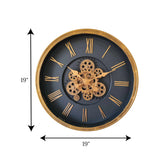 wall clock black & golden china 19"x19"