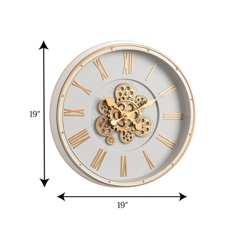 wall clock moving gear gray china 19x19