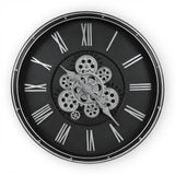 wall clock black & silver moving gear 19''x19" china