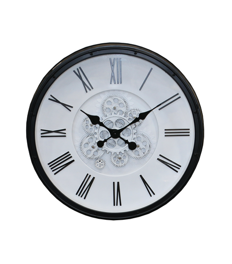 wall clock moving gear black china 19x19