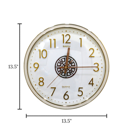 wall clock white 13.5''x13.5" china d709