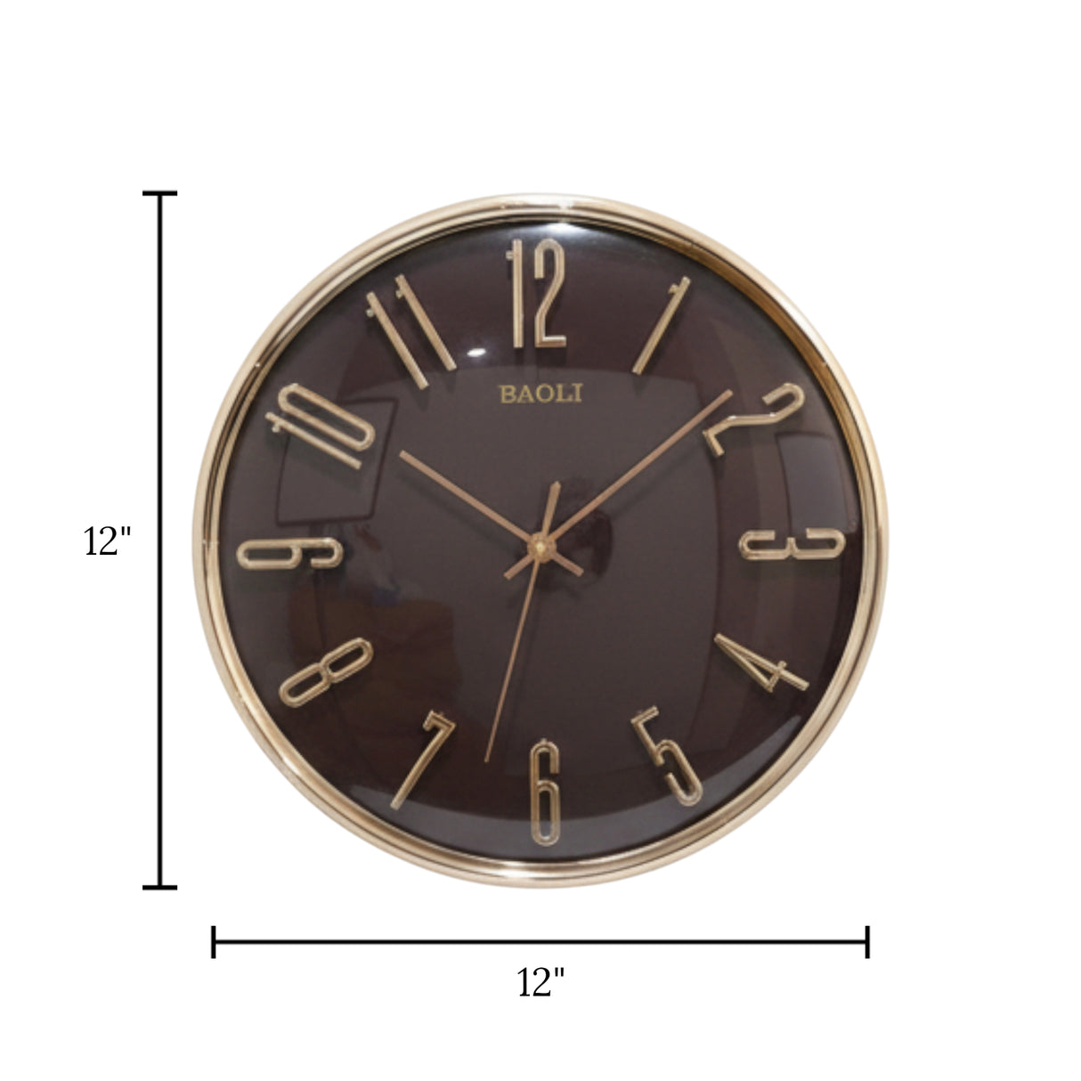 wall clock gold coffee china d712 12.5"x12.5"