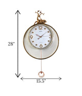 wall clock deer with pendulum white 28''x15.5'' china