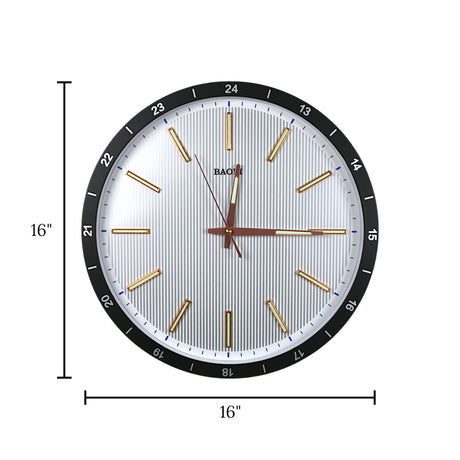 wall clock black & golden china 16"x16"