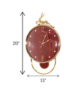 wall clock deer with pendulum red 20"x13" china