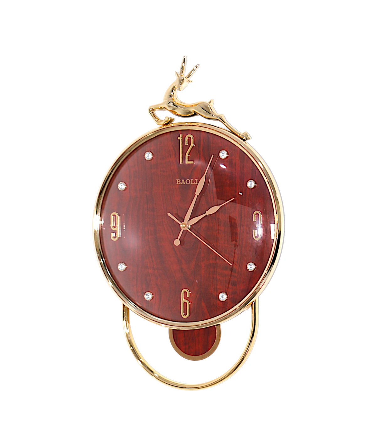 wall clock deer with pendulum red 20"x13" china