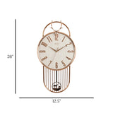 fancy wall clock with pendulum white 26''x12.5'' china