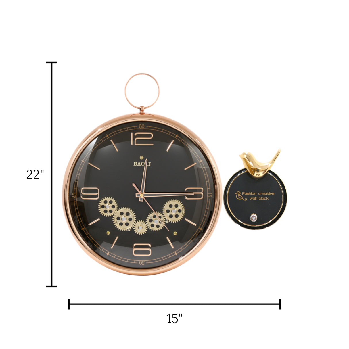 sparrow holder wall clock moving gear 22"x15" china 51134