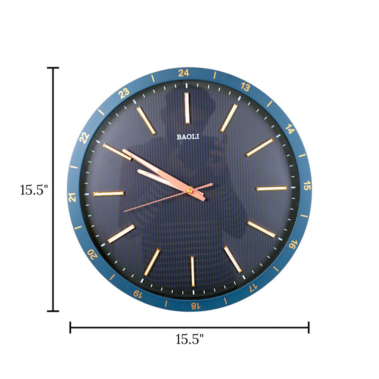 wall clock blue china 15.5"x15.5"