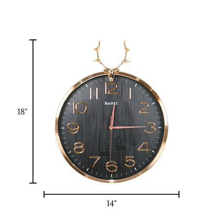 wall clock deer black 18"x14.5" china