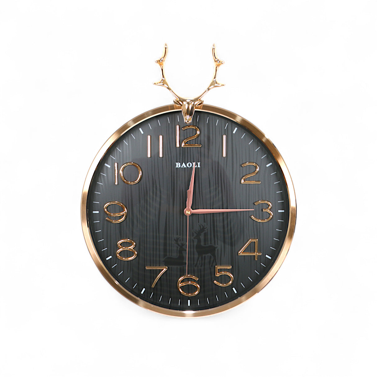 wall clock deer black 18"x14.5" china
