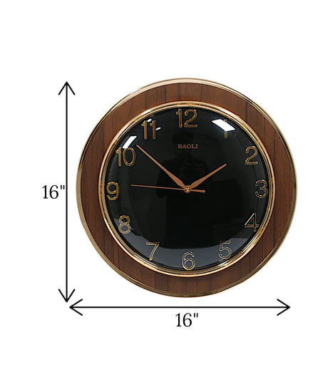 wall clock wood black 16"x16" china d511