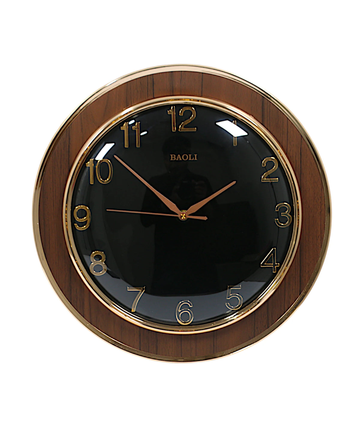 wall clock wood black 16"x16" china d511
