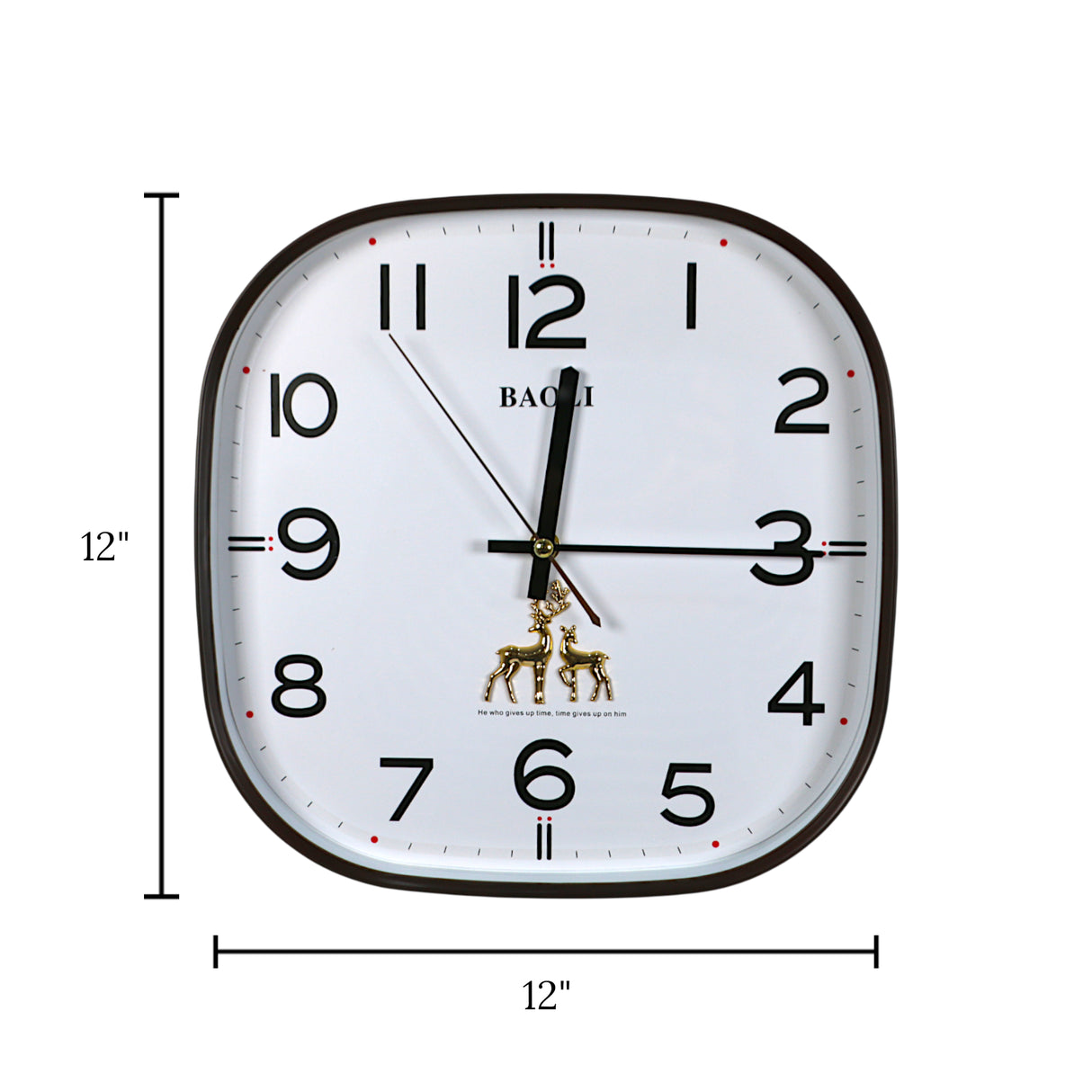 wall clock brown square china 11.8"x11.8"