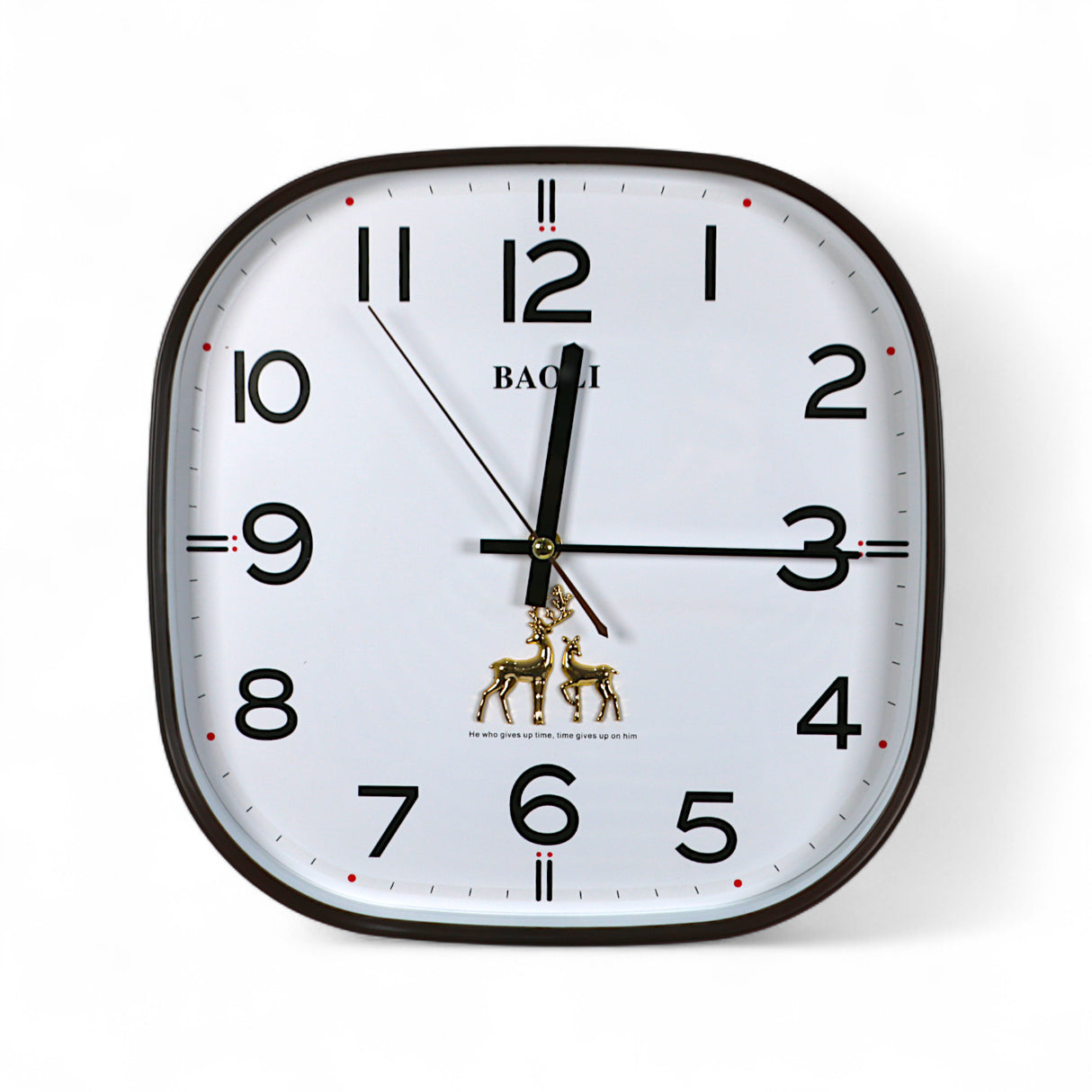 wall clock brown square china 11.8"x11.8"