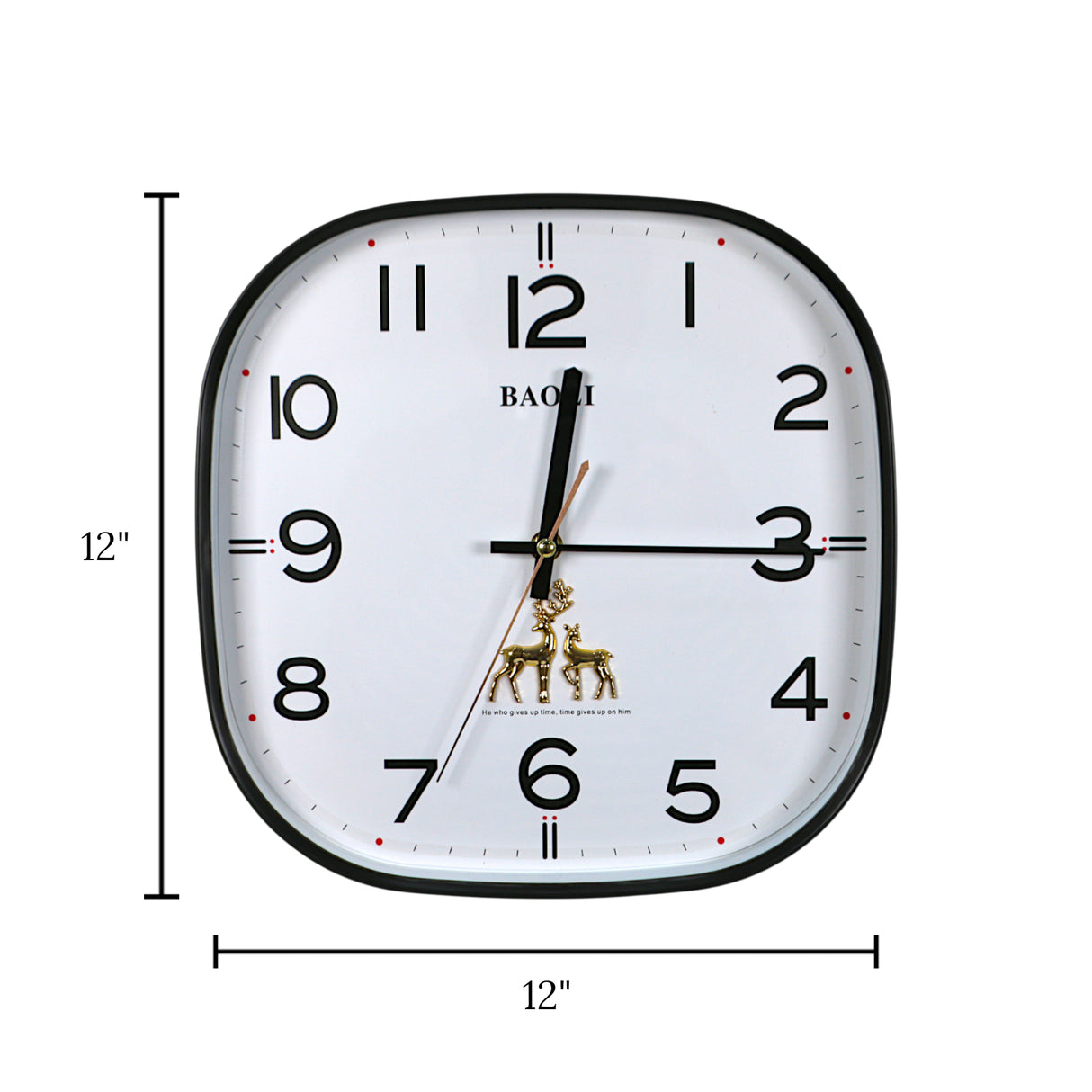 wall clock black square china 11.8"x11.8"