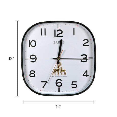 wall clock black square china 11.8"x11.8"