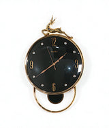 wall clock deer with pendulum black 20"x13" china