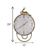 wall clock deer with pendulum white 20"x13" china