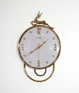 wall clock deer with pendulum white 20"x13" china
