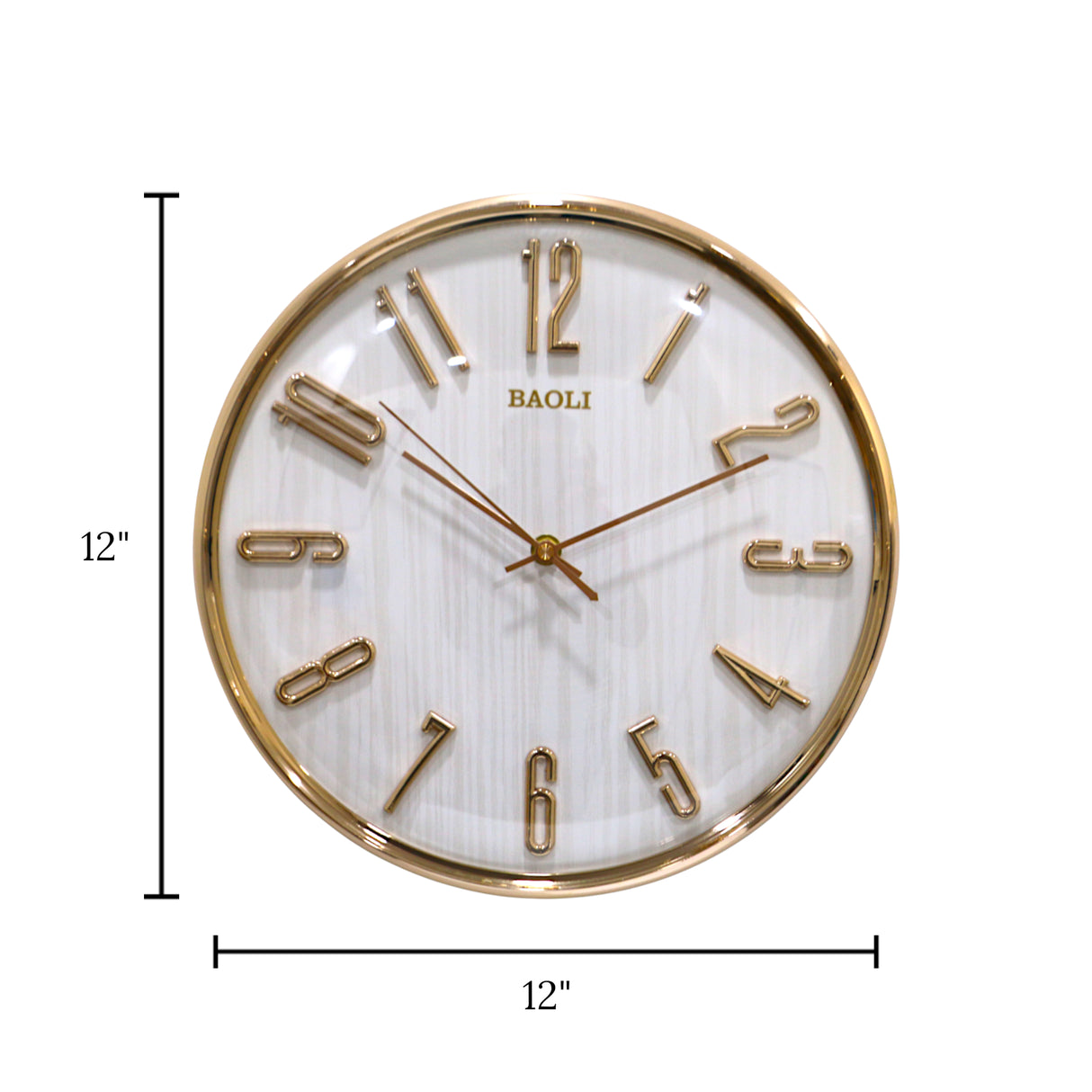 wall clock gold & white 12.3" china