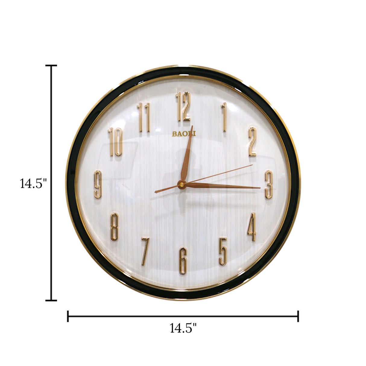 wall clock black & white china 14.5"x14.5"