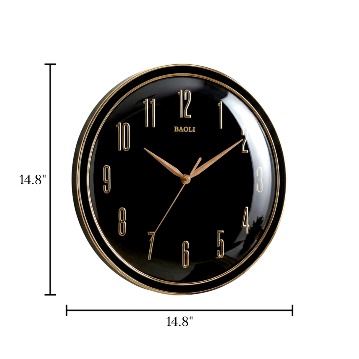 wall clock  black china 14.8"x14.8"