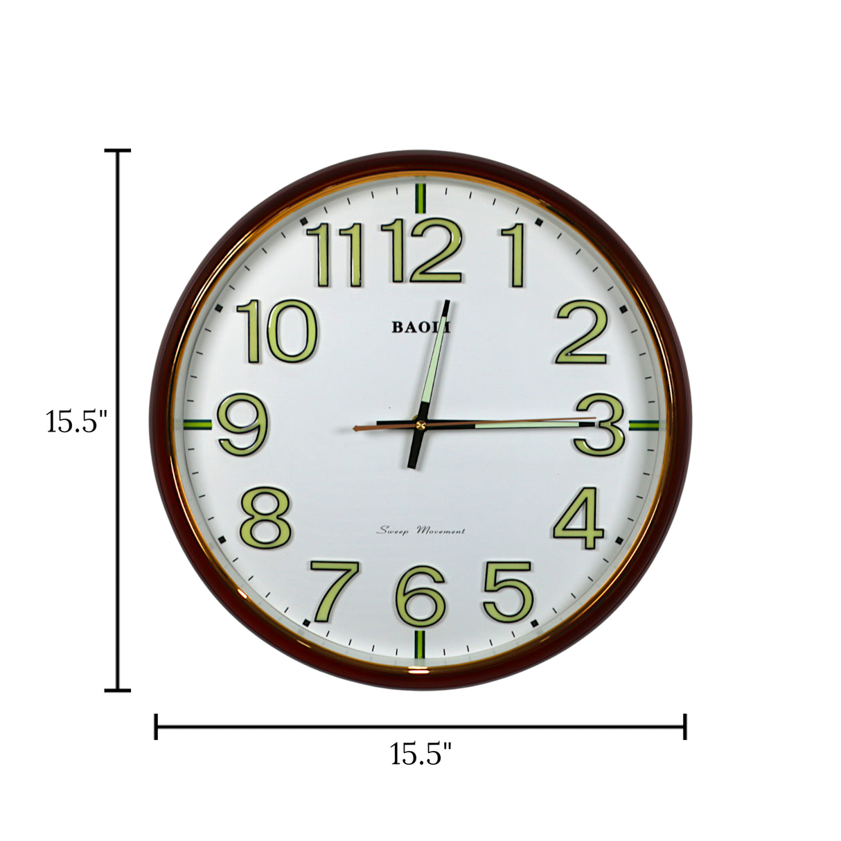 wall clock coffee wood china 15.5"x15.5"