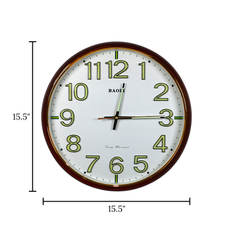 wall clock coffee wood china 15.5"x15.5"