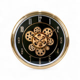 wall clock golden & black china 15"x15"