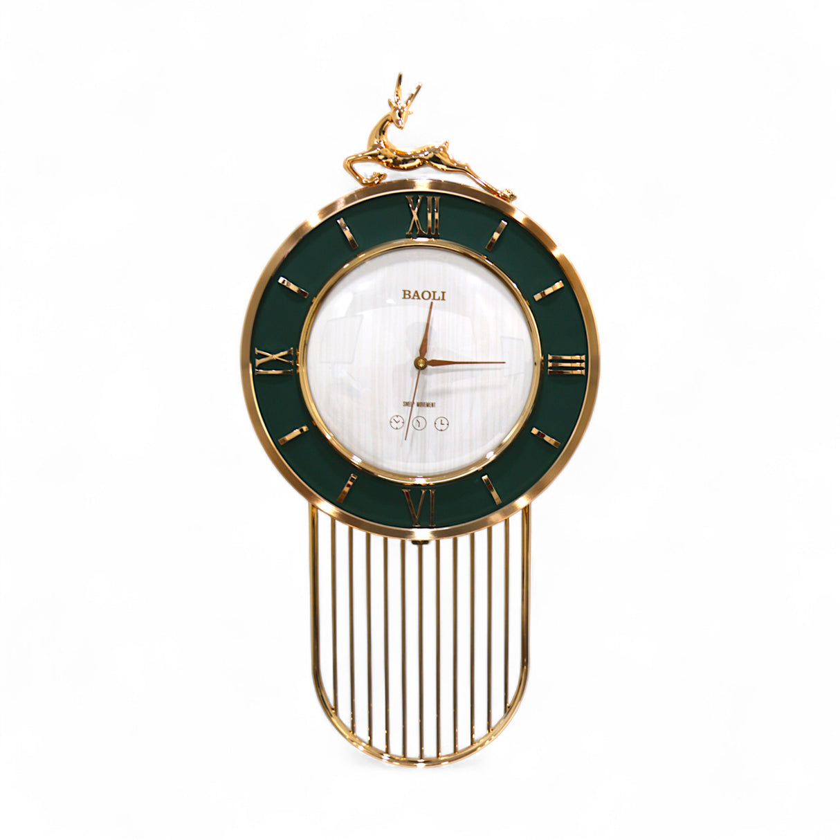wall clock green white china 24.5"x14"