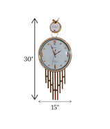 wall clock sparrow white & golden china "30x15"