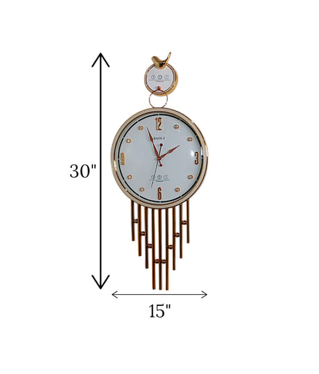 wall clock sparrow white & golden china "30x15"