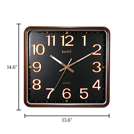 wall clock brown black china 14.6"x13.6"