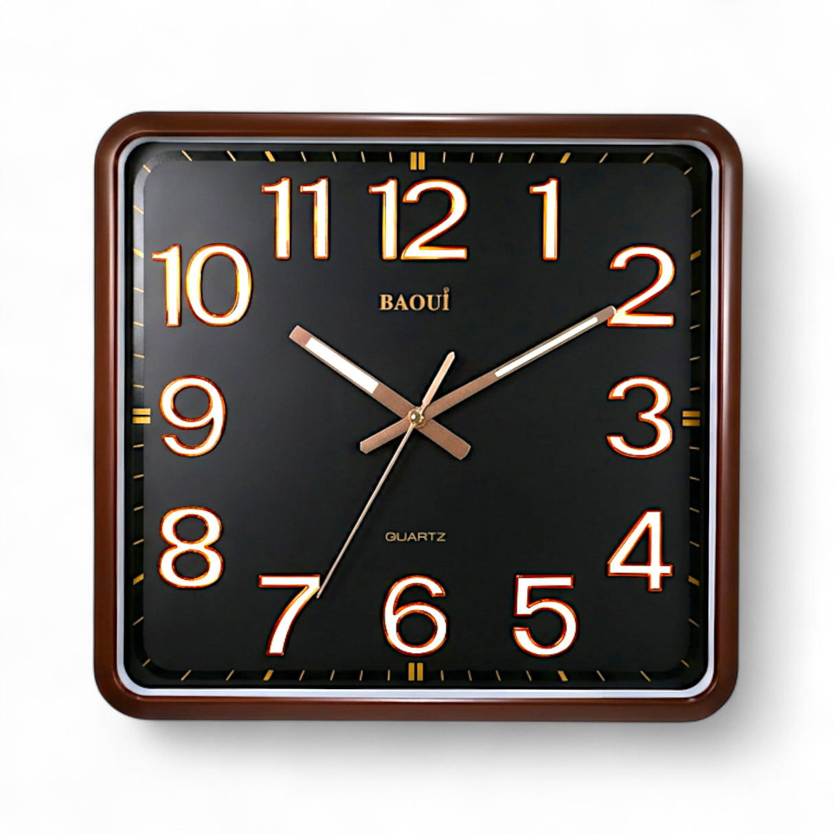 wall clock brown black china 14.6"x13.6"