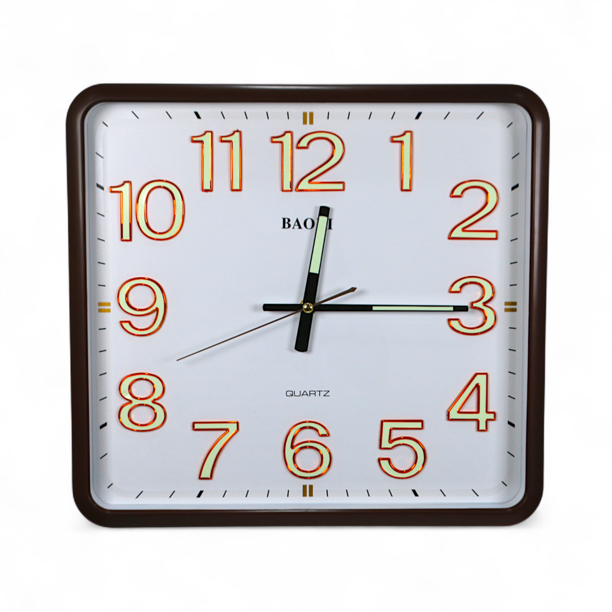 wall clock brown & white china 13.5"x14.5"