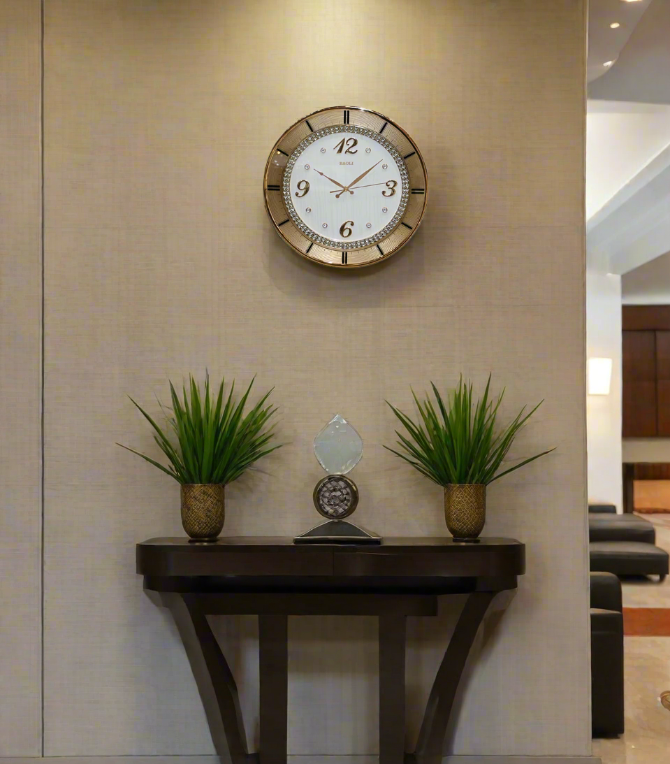 wall clock gold white china