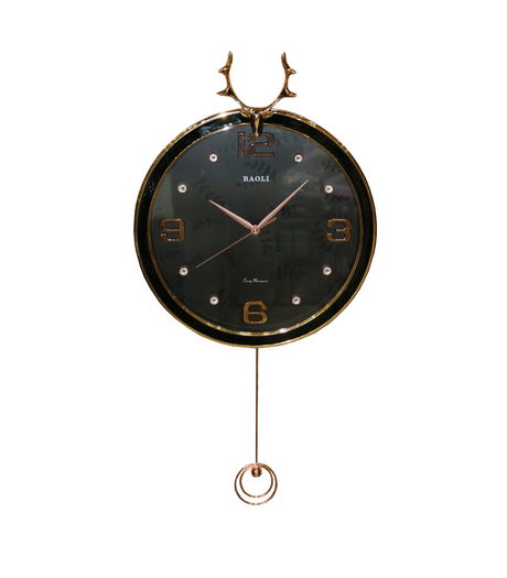 wall clock gold black with pendulum china
